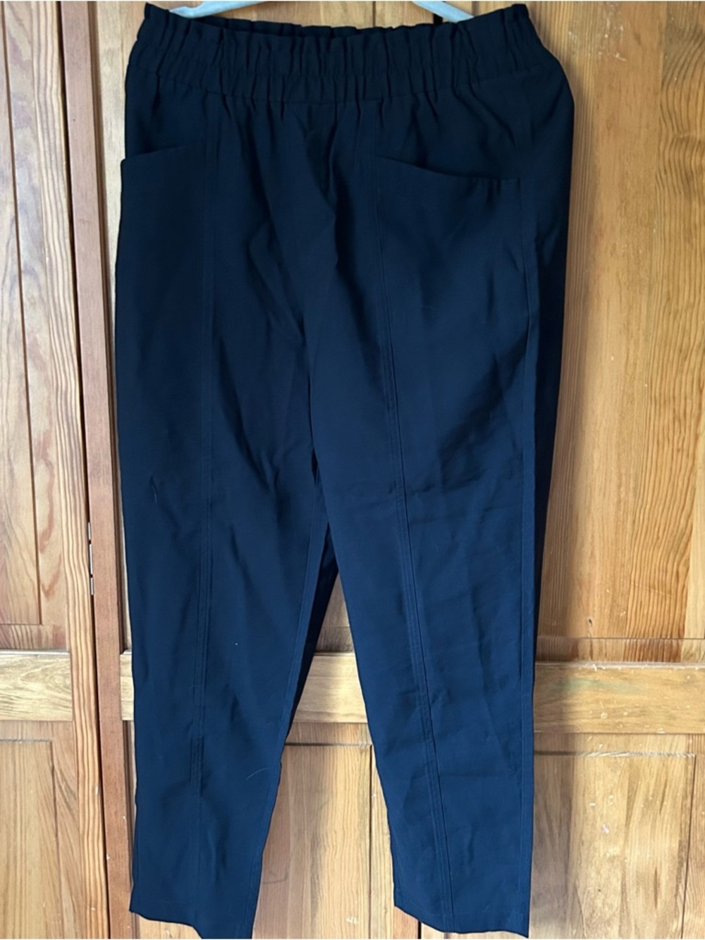 Black Elastic-Waist Pants